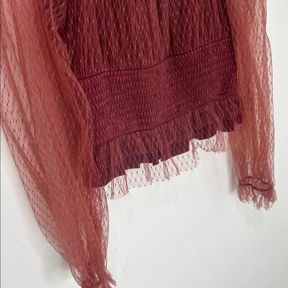 BY ANTHROPOLOGIE Tulle Sheer Balloon Sleeve Blouse Size Small - Picture 13 of 16